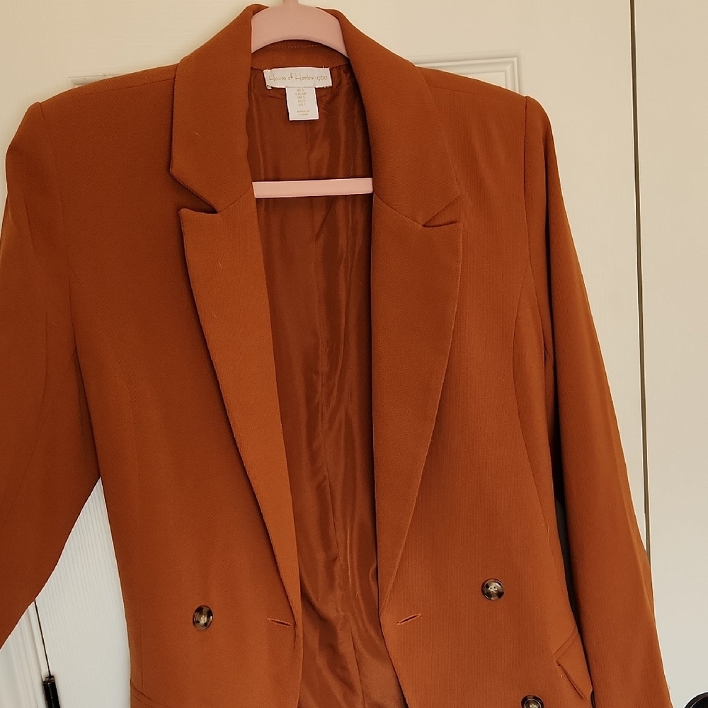 House of Harlow 1960 Rust Double-Breasted Blazer - Picture 3 of 4